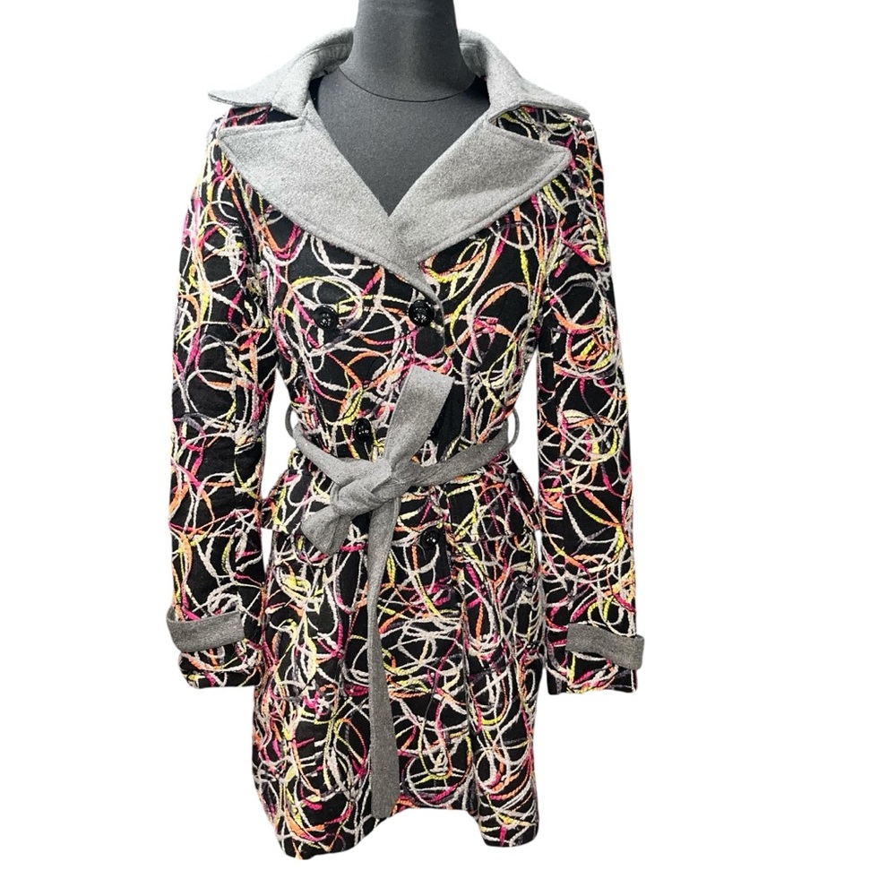 Anthropologie Lulumari Multi Color Crazy String Trench Coat size Medium